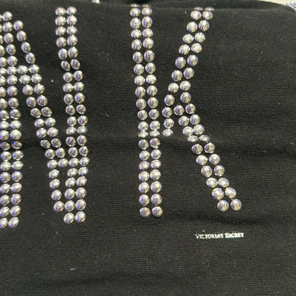 EXTREMELY RARE -PINK Victoria's Secret Black Rhinestone Zip Hoodie & Joggers - Picture 3 of 12